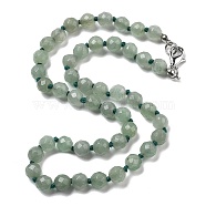 8mm Faceted Round Natural Green Aventurine Beaded Necklaces, with Stainless Steel Lobster Claw Clasps, 17.52 inch(44.5cm)(NJEW-F327-01A-02)