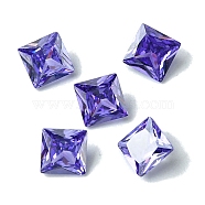 Cubic Zirconia Cabochons, Point Back, Square, Slate Blue, 8x8x4mm(ZIRC-P116-01B-11)