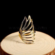 Minimalist Hollow Feather Brass Finger Ring for Women, Golden, Inner Diameter: 16~18mm(UI5232-1)