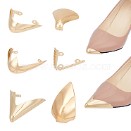 12Pcs 6 Style Iron Toe Cap Covers, Toe Protectors, for Pointed Toe High-Heeled Shoes, Golden, 16~66x20~69x0.5~28.5mm, Hole: 2.5~2.8mm, 2pcs/style(FIND-NB0003-54)