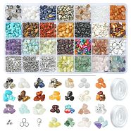 DIY Mixed Stone Bracelet Making Kit, Including Gemstone & Natural Shell Chips Beads, Alloy Clasps(DIY-FS0003-38)