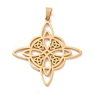 304 Stainless Steel Hollow Pendants, Knot, Golden, 36x34x1mm, Hole: 5x3mm(STAS-P313-02G)