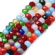 Glass Beads Strands, Faceted, Abacus, Mixed Color, 3~4x2~3.5mm, Hole: 0.6~0.8mm, about 116~137pcs/strand, 11.54 inch~13.70 inch(29.3cm~34.8cm)(GLAA-S019-01B)