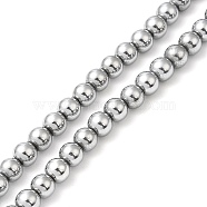 Electroplate Synthetic Non-magnetic Hematite Beads Strands, Round, Platinum Plated, 4.5~5mm, Hole: 0.8mm, about 86~87pcs/strand, 17.01~17.32''(43.2~44cm)(G-E602-04D)