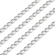 304 Stainless Steel Twisted Chains, Curb Chains, Soldered, with Spool, Stainless Steel Color, 4.5~5x2.5x0.5mm, about 32.8 Feet(10m)/roll(CHS-H007-61B)