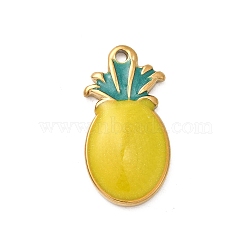 304 Stainless Steel Enamel Pendants, Pineapple, Golden, Ion Plating(IP), Yellow, 20.5x10.5x3mm, Hole: 1.4mm(STAS-B113-13G-01)