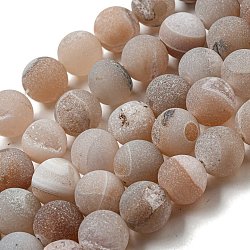 Natural Weathered Agate Beads Strands, Round, Dyed & Heated, Rosy Brown, 12mm, Hole: 1.6mm, about 31pcs/strand, 14.76''(37.5cm)(G-P538-A01-11)