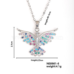 Fashionable European and American Style Brass Rhinestone Pendant Necklace with Cable Chain for Women Girl, Bird, 15.75 inch(40cm)+5cm(CL1945-5)