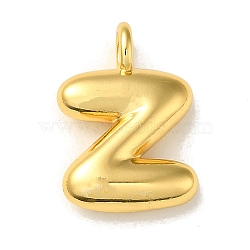 Brass Pendants, Real 18K Gold Plated, Balloon Letter Charms, Letter Z, 19.5x13.5x5.5mm, Hole: 3.3mm(KK-K354-01G-Z)