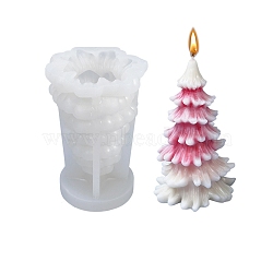 3D Christmas Tree DIY Candle Silicone Molds, for Xmas Tree Scented Candle Making, White, 7x6.5x10.8cm, Inner Diameter: 6.1x10cm(CAND-B002-13A)