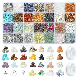 DIY Mixed Stone Bracelet Making Kit, Including Gemstone & Natural Shell Chips Beads, Alloy Clasps(DIY-FS0003-38)