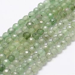 Natural Green Aventurine Beads Strands, Faceted, Round, 4mm, Hole: 1mm, about 96pcs/strand, 14.9 inch~15.1 inch(G-D840-28-4mm)