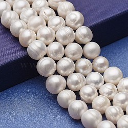 Natural Cultured Freshwater Pearl Beads Strands, Potato, White, 9~11x9~10mm, Hole: 0.5mm, about 39pcs/strand, 14.76 inch(37.5cm)(PEAR-P060-24A-01)