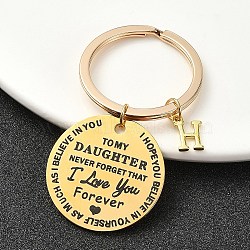 Valentine's Day Brass & 201 Stainless Steel Keychain, with Alloy Rings, Letter H, 6.2cm(KEYC-YW00097-08)