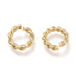 Brass Twisted Jump Rings, Open Jump Rings, Real 18K Gold Plated, 7 Gauge, 17~17.5x3.5mm, Inner Diameter: 11~11.5mm(KK-M207-01G-01)