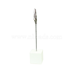 Resin Name Card Holder, Photo Memo Holder, with Iron Alligator Clips, Cube, White, 24x117mm(OFST-PW0002-077A)