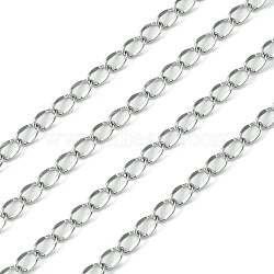 Tarnish Resistant 304 Stainless Steel Twisted Chains, Curb Chains, Soldered, with Spool, Stainless Steel Color, 4.5~5x2.5x0.5mm, about 32.8 Feet(10m)/roll(CHS-H007-61B)