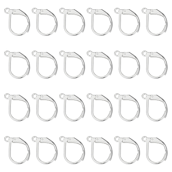 40Pcs 304 Stainless Steel Leverback Earring Findings, with Horizontal Loops, Silver, 15x10x1.5mm, Hole: 1.2mm, Pin: 1x0.8mm