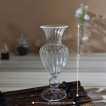 Miniature Glass Vase Ornaments, Micro Toys Dollhouse Accessories Pretending Prop Decorations, Clear, 65x25mm