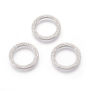 304 Stainless Steel Linking Rings, Ring, Bumpy, Stainless Steel Color, 15x0.8mm, Inner Diameter: 11mm