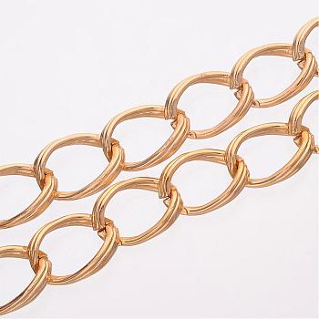 Aluminum Twisted Chains Curb Chains, Unwelded, Oxidated in Gold, Size: about Chain: 19mm long, 14mm wide, 2mm thick