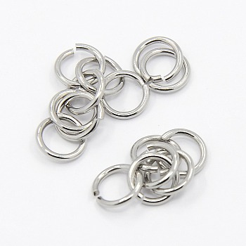 Tarnish Resistant 304 Stainless Steel Open Jump Rings, Saw Cut Round, Stainless Steel Color, 18 Gauge, 7x1mm, Inner Diameter: 5mm, about 1500pcs/bag