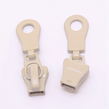 Zinc Alloy Replacement Zipper Sliders, for Luggage Suitcase Backpack Jacket Bags Coat, Khaki, 40x12x10mm