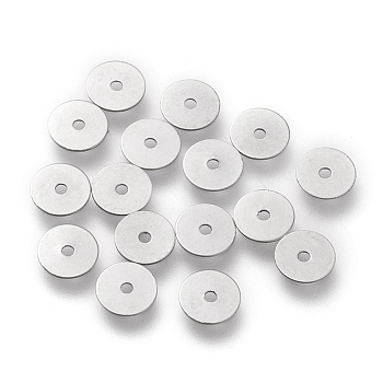 304 Stainless Steel Spacer Beads, Flat Round, Stainless Steel Color, 6x0.2mm, Hole: 1mm
