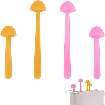 2 Colors Silicone Creative Bookmarks, Mushroom, Mixed Color, 50x14mm & 70x14mm