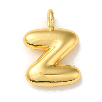 Brass Pendants, Real 18K Gold Plated, Letter Z, 19.5x13.5x5.5mm, Hole: 3.3mm