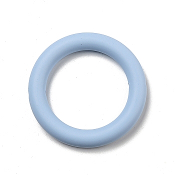 Ring Silicone Beads, Chewing Beads For Teethers, DIY Nursing Necklaces Making, Sky Blue, 65x10mm, Hole: 3mm, Inner Diameter: 46mm