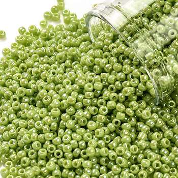 TOHO Round Seed Beads, Japanese Seed Beads, (404) Opaque AB Sour Apple, 11/0, 2.2mm, Hole: 0.8mm, about 5555pcs/50g