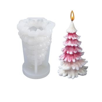 3D Christmas Tree DIY Candle Silicone Molds, for Xmas Tree Scented Candle Making, White, 7x6.5x10.8cm, Inner Diameter: 6.1x10cm