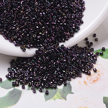 MIYUKI Delica Beads, Cylinder, Japanese Seed Beads, 11/0, (DB0004) Metallic Dark Plum Iris, 1.3x1.6mm, Hole: 0.8mm, about 2000pcs/10g
