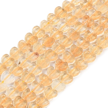 Natural Yellow Quartz Beads Strands, Heart, 6x6x3mm, Hole: 1mm, about 69~71pcs/strand, 14.57''~14.96''(37~38cm)