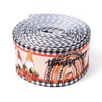 Polyester Grosgrain Ribbon, Single Face Printed Pattern, for DIY Handmade Craft, Festival Party, Gift Decoration , Santa Claus, 1-1/2 inch(38mm), 10 yards/roll(9.14m/roll)
