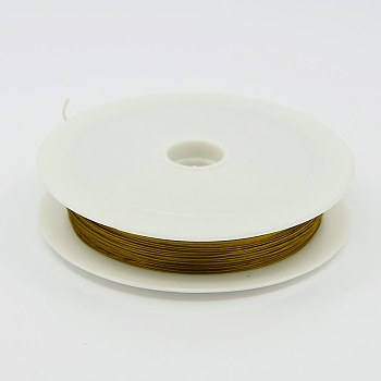 Tiger Tail Wire, Nylon-coated Stainless Steel Wire, Goldenrod, 0.45mm, about 164.04 Feet(50m)/roll
