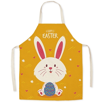 Cute Easter Rabbit Pattern Polyester Sleeveless Apron, with Double Shoulder Belt, for Household Cleaning Cooking, Cerise, 470x380mm