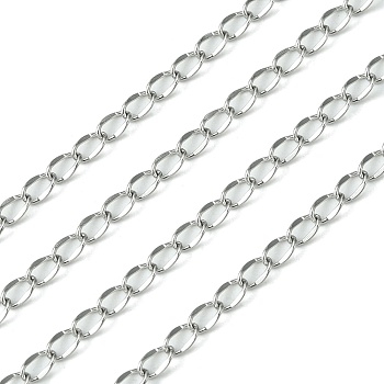 304 Stainless Steel Twisted Chains, Curb Chains, Soldered, with Spool, Stainless Steel Color, 4.5~5x2.5x0.5mm, about 32.8 Feet(10m)/roll