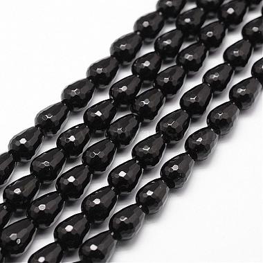 14mm Black Drop Black Agate Beads