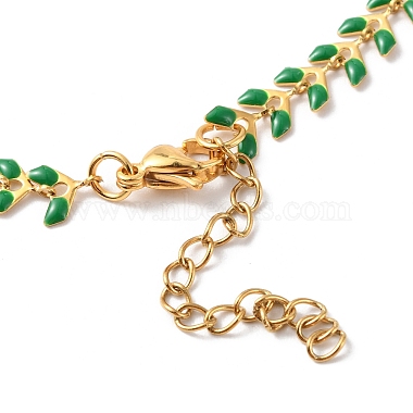 Enamel Ear of Wheat Link Chain Necklace(NJEW-P220-02G-07)-4