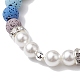 8mm Round 7-Color Natural Lava Rock & Shell Pearl Beaded Stretch Bracelets for Women Men(BJEW-JB10330-01)-3