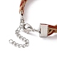 Cowhide Leather Braided Twist Rope Shape Cord Bracelets with Brass Clasp for Women(BJEW-JB09110)-6
