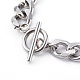 304 Stainless Steel Curb Chains Bracelets & Dangle Huggie Hoop Earrings Sets(SJEW-JS01176)-6