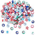 200Pcs 10 Styles Christmas Theme Handmade Polymer Clay Beads, Mixed Shape, Mixed Color, 8~12x4~8.5x4~5mm, Hole: 1.4~2mm, 20pcs/style(CLAY-SC0002-54)