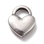 Non-Tarnish 304 Stainless Steel Charms, Heart, Stainless Steel Color, 11x9x3mm, Hole: 3x3.5mm(X-STAS-B024-32P)