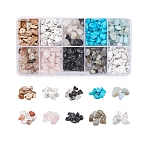 150g 10 Style Gemstone Chip Beads Strands, Natural Rutilated Quartz & Howlite & Obsidian & Rose Quartz & Picture Jasper & Amazonite & Labradorite & Synthetic Howlite, Gemstone Chip Beads: 150g/box(G-YW0001-02)