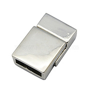 Alloy Magnetic Clasps with Glue-in Ends, Rectangle, Platinum, 13x20x6.5mm, Hole: 3x10mm(X-PALLOY-Q053-N)