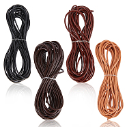 Cowhide Leather Cord, Leather Jewelry Cord, Jewelry DIY Making Cord, Round, Mixed Color, 2mm, about 5.47 Yards(5m)/color, 4 colors, 20m/set(WL-WH0008-06)