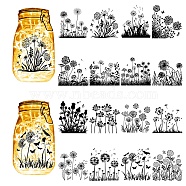 PVC Lamp Film for DIY Colorful Light Hanging Lamp Frosted Glass Jar, Dandelion Pattern, 100x90mm, 16 style, 1pc/style, 16pcs/set(DIY-WH0512-002)